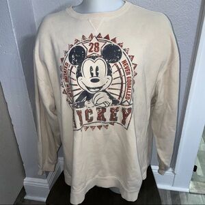 Disney Store Mickey Mouse Pullover Crewneck Sweatshirt Men's XXL Beige Red